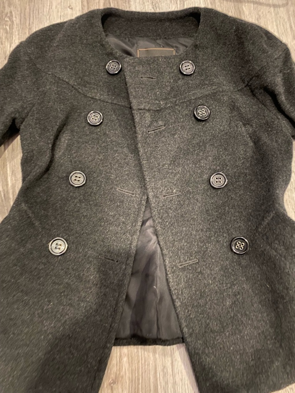 Double-Breasted Wool Peacoat in Charcoal Gray